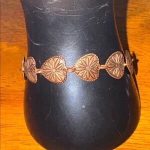 Vintage Copper Etched Heart Bracelet by Wheeler Manufacturing